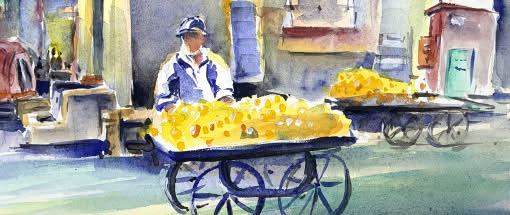 After Work: Menschen in Aquarell